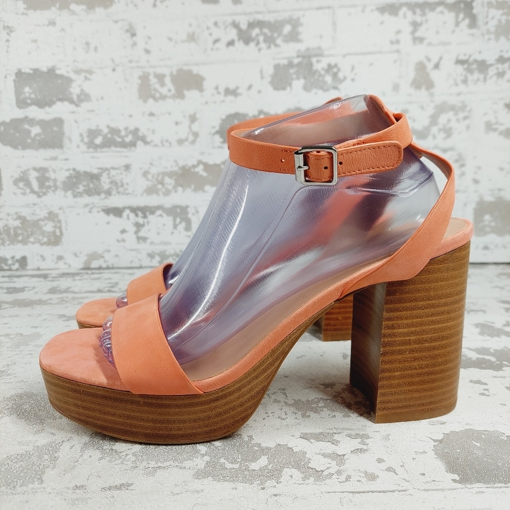 New Nordstrom Anita Leather Peach Platform Ankle Buckle Sandals A136